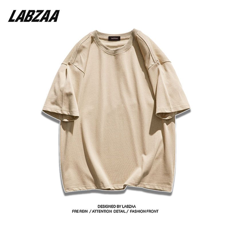 LABZAA pure cotton American style white brown short-sleeved T-shirt women's summer solid color basic casual all-match ins top