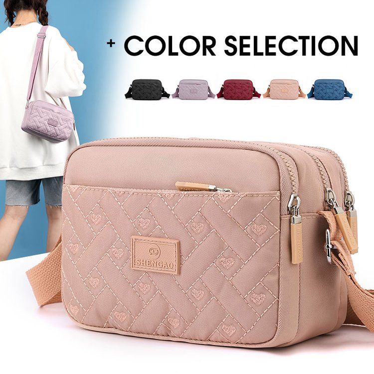 Versatile new women's bag, small square bag, shoulder bag, stitched nylon cloth, shoulder crossbody bag, canvas casual mobile phone bag