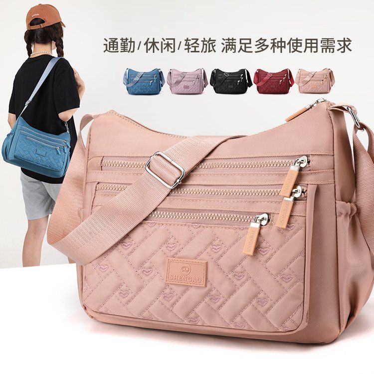 Versatile New Middle-aged and Elderly Mom Bags Printed Crossbody Bag Canvas Women's Bag Waterproof Oxford Cloth Bag Large Capacity Women's Bag