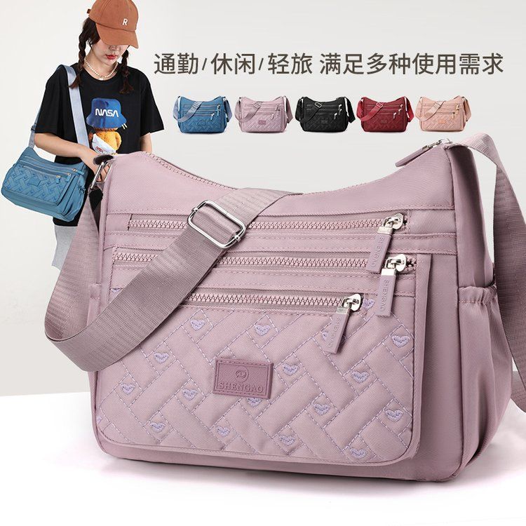 Versatile New Middle-aged and Elderly Mom Bags Printed Crossbody Bag Canvas Women's Bag Waterproof Oxford Cloth Bag Large Capacity Women's Bag