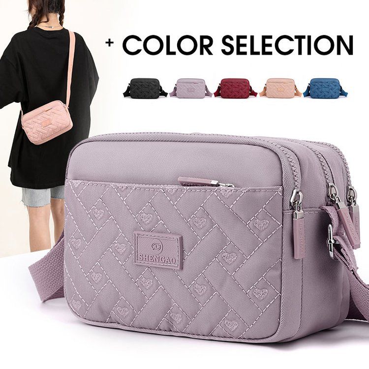 Versatile new women's bag, small square bag, shoulder bag, stitched nylon cloth, shoulder crossbody bag, canvas casual mobile phone bag