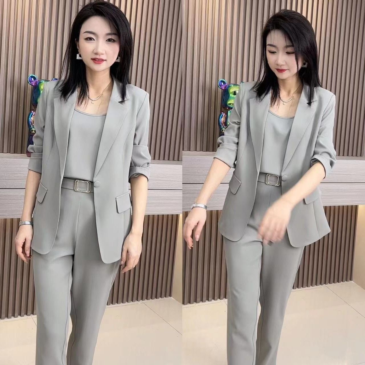 抖音爆款西裝套裝女春季2023新款職業時尚洋氣氣質設計感三件套裝