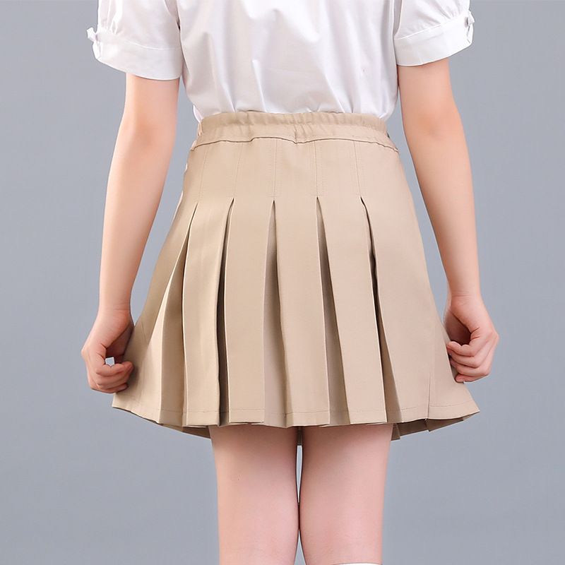 23 new primary and middle school students school uniform skirt girls anti-light safety short skirt skirt khaki skirt pleated skirt