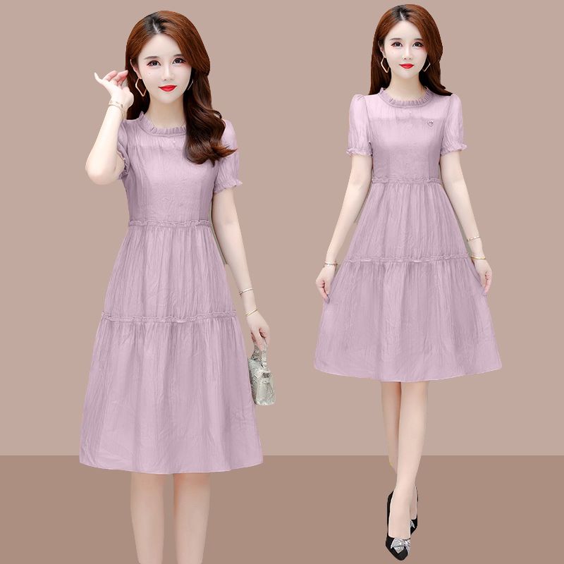 Fashion age-reducing dress 2023 new waist-shrinking age-reducing popular slimming over-the-knee summer chiffon A-line skirt