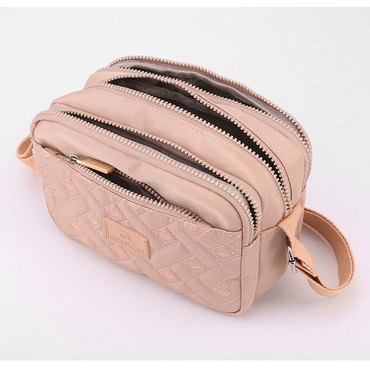 Versatile new women's bag, small square bag, shoulder bag, stitched nylon cloth, shoulder crossbody bag, canvas casual mobile phone bag