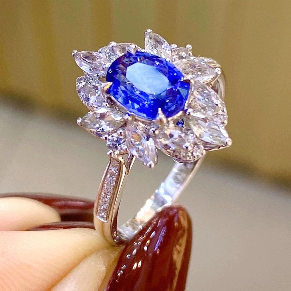 Anello in zircone blu da donna stile lusso design esclusivo_voghion.com
