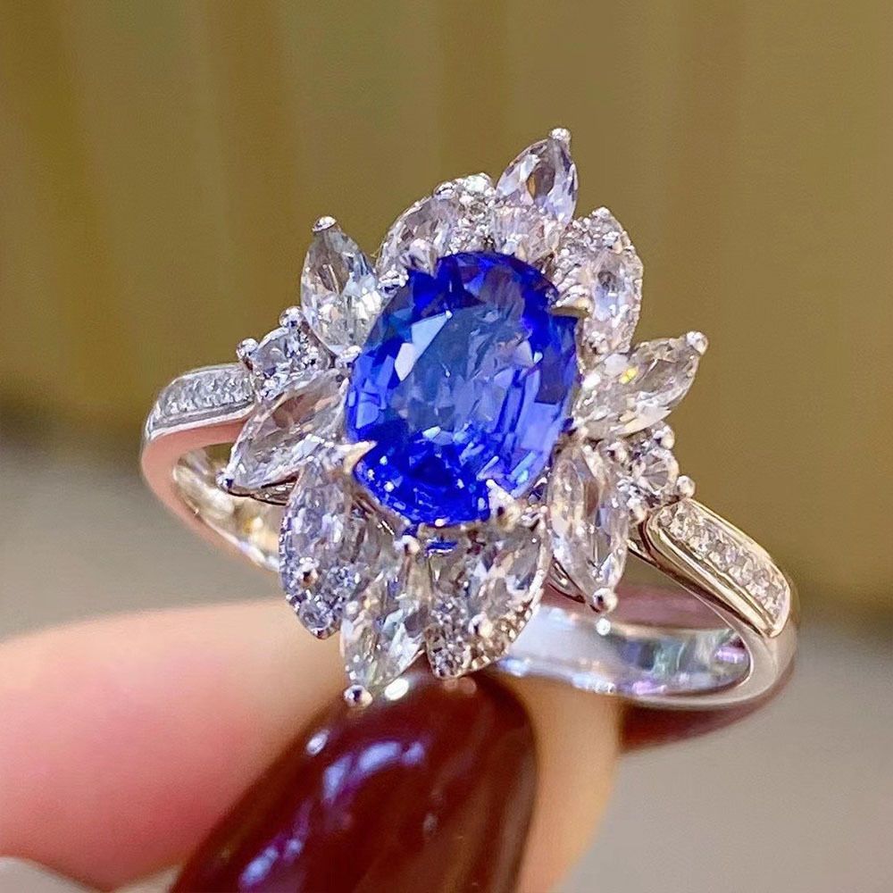 Anello in zircone blu da donna stile lusso design esclusivo_voghion.com