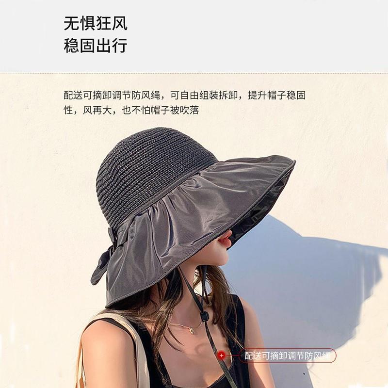 Foldable sun hat women's anti-ultraviolet vinyl sunscreen sun hat big brim travel fisherman hat summer hat