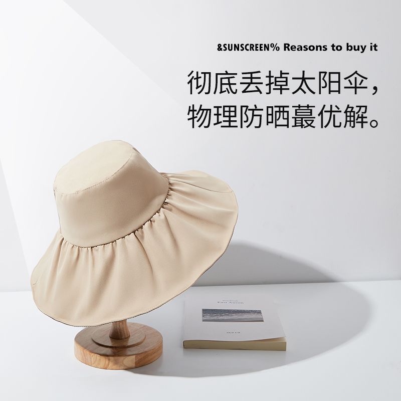 Sunscreen hat women's summer cover face anti-ultraviolet sun hat cycling Japan UV big brim vinyl sunshade fisherman hat