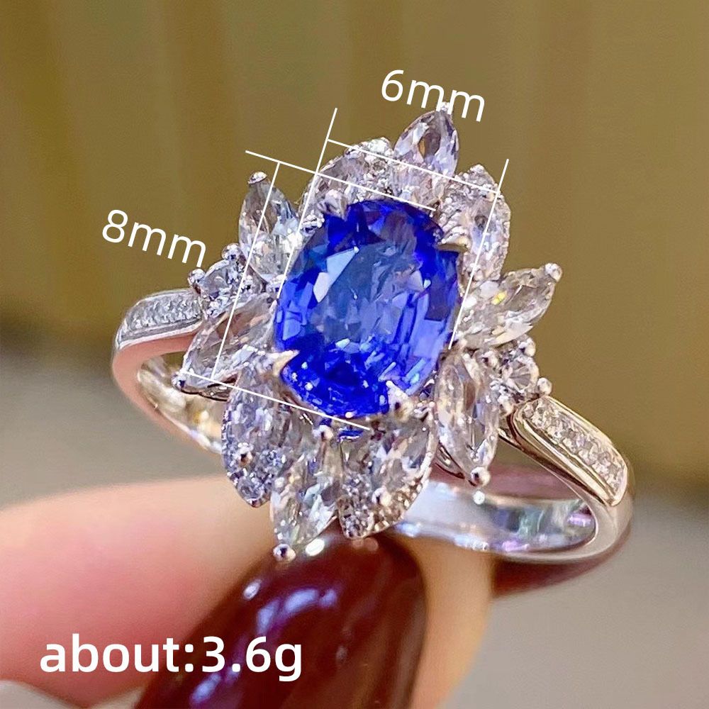 Anello in zircone blu da donna stile lusso design esclusivo_voghion.com
