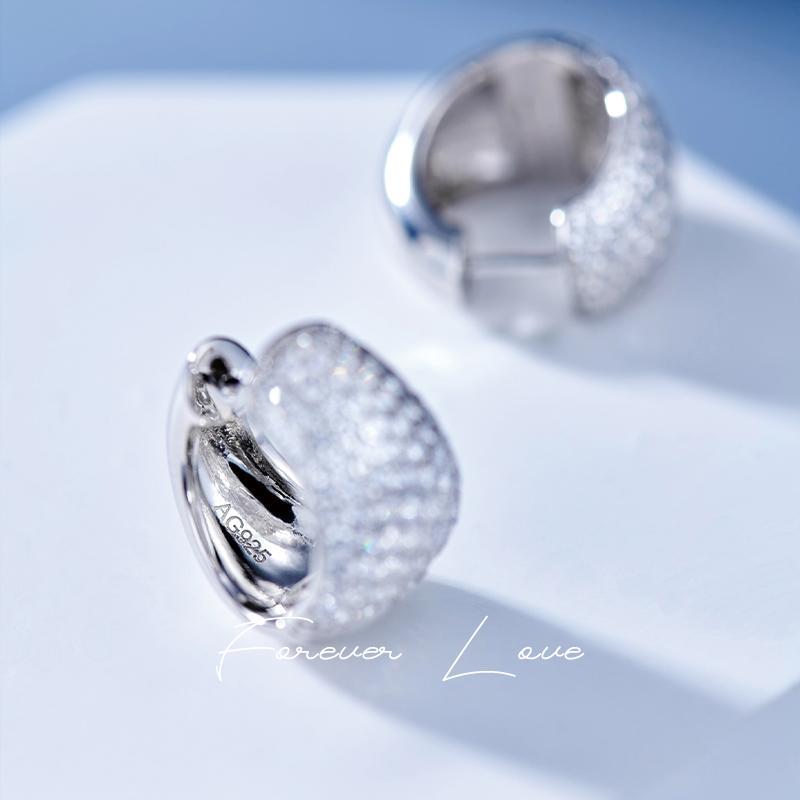 Neymar's same full-diamond ply earrings plated with light luxury niche design high-end earrings