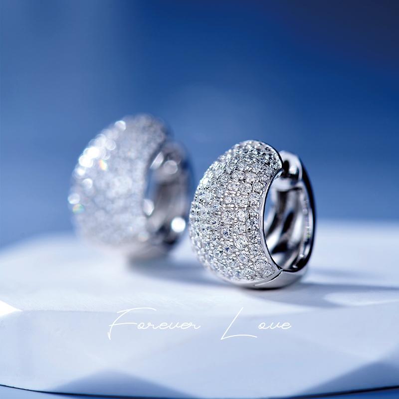 Neymar's same full-diamond ply earrings plated with light luxury niche design high-end earrings