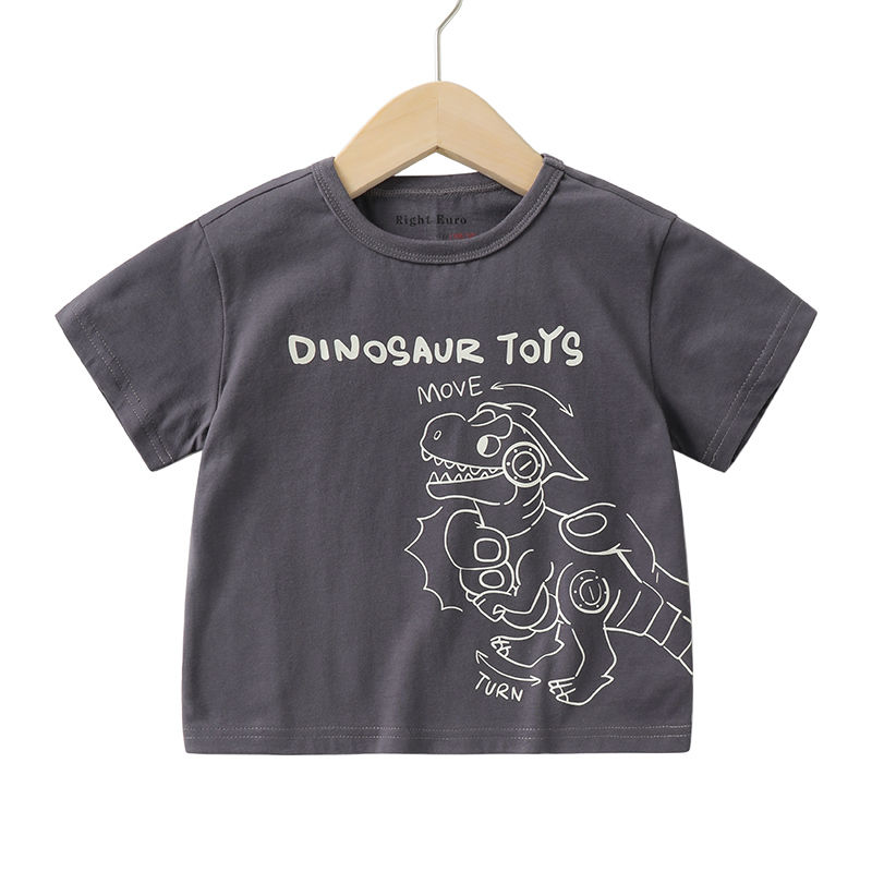 右欧男童纯棉恐龙短袖T恤夏装童装儿童宝宝小童半袖上衣夏季潮