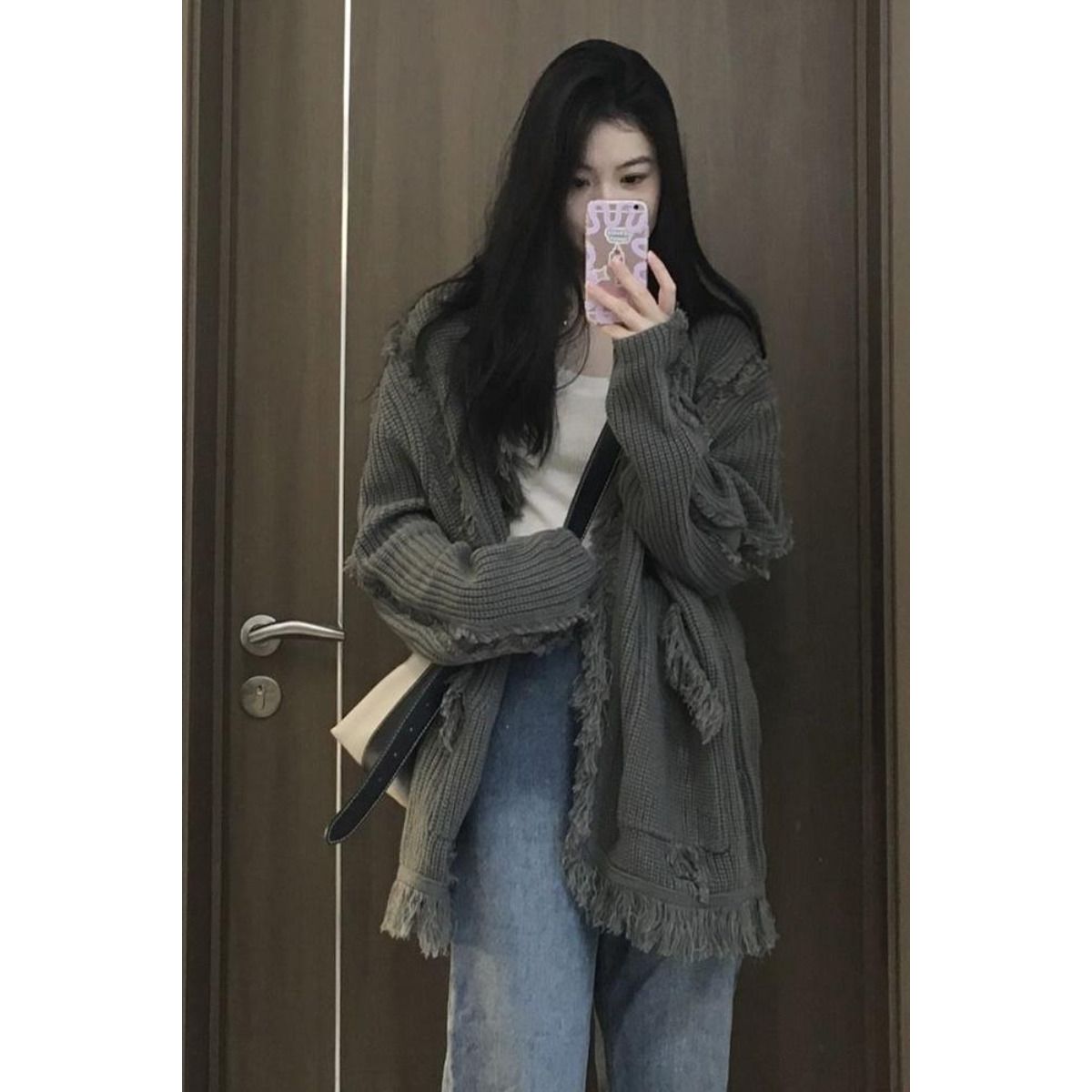 Korean version lazy style loose all-match knitted sweater cardigan women  spring new design trendy tops