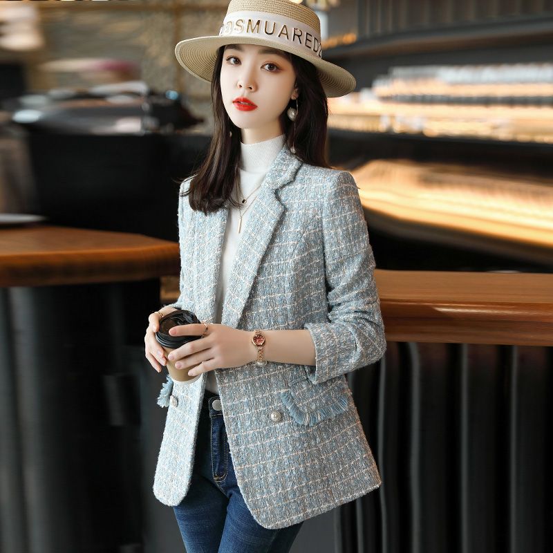 Xiaoxiangfeng blazer women's spring and autumn 2023 new style small high-end temperament casual woolen suit top