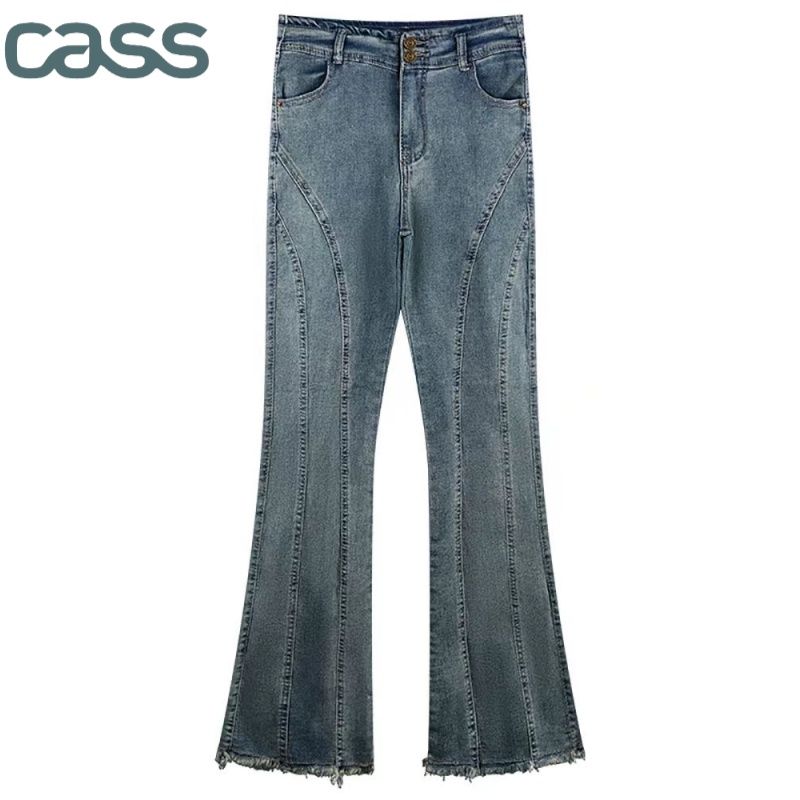 喇叭裤适合胯宽的裤子胖mm大码梨形身材设计感百搭显瘦潮流牛仔裤