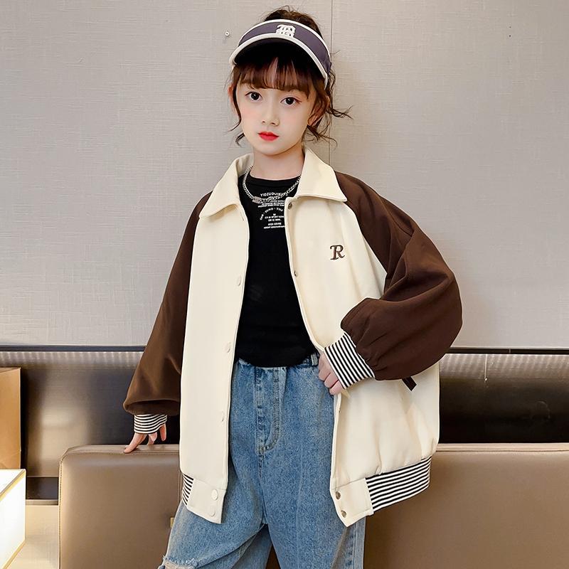 女童外套春秋2023新款潮兒童休閒拉鏈衫春裝韓版中大童棒球服洋氣