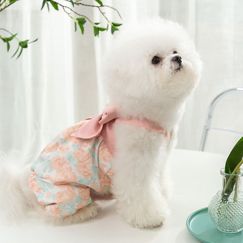 Floral all over print puppy clothes summer summer small puppies Schnauzer Bears pet Teddy spring summer thin