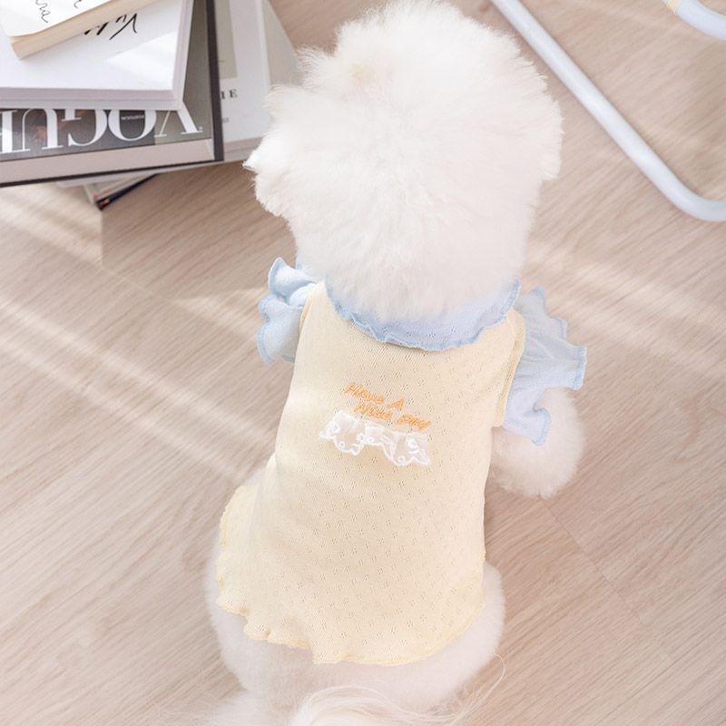 Flying Sleeve Basecoat Small Dog Clothes Spring/Summer Thin Small Dog Yorkshire Bears Teddy Pets Summer/Summer