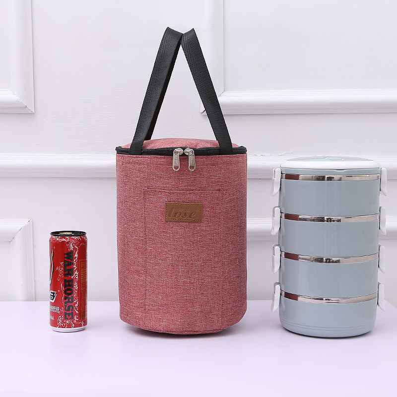 Insulation bag aluminum foil waterproof stew kettle water cup with rice lunch bag portable rice bag round thermal insulation bucket lunch box bag