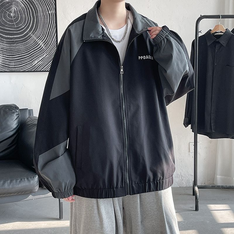 外套男春秋季休閒潮牌時尚男生2023新款帥氣百搭夾克寬鬆上衣服男