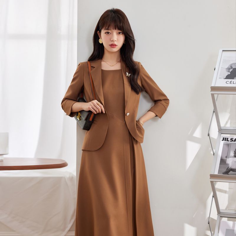 Short petite blazer women's summer thin high-end fashion casual three-quarter sleeve suit dress suit