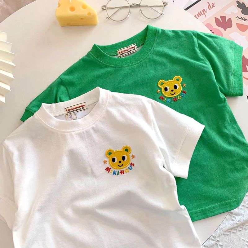 男童日系miki新款短袖T恤 夏季卡通刺绣可爱宝宝半袖上衣洋气潮款