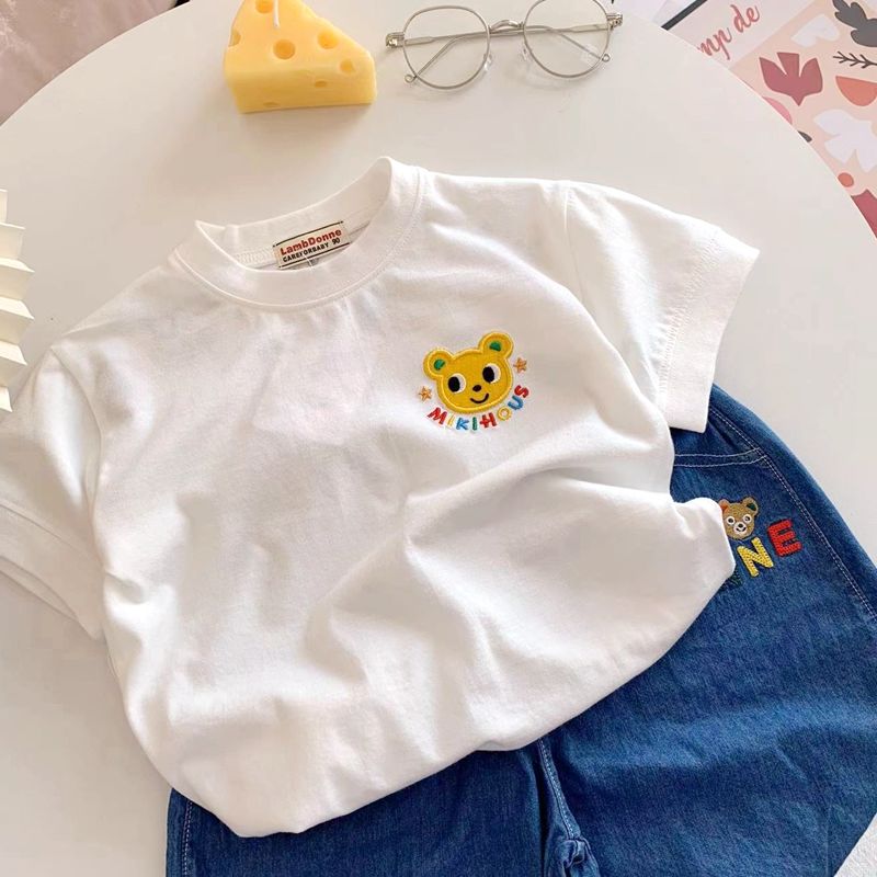 男童日系miki新款短袖T恤 夏季卡通刺绣可爱宝宝半袖上衣洋气潮款