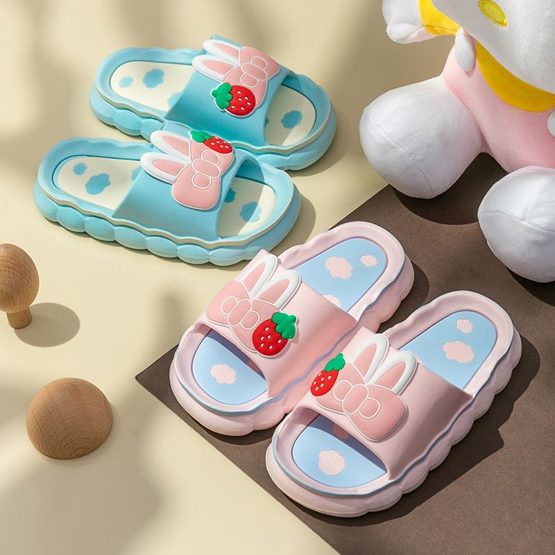Children's slippers summer girls indoor non-slip cartoon cute outerwear bowknot soft bottom 6 to 8 years old children's sandals and slippers