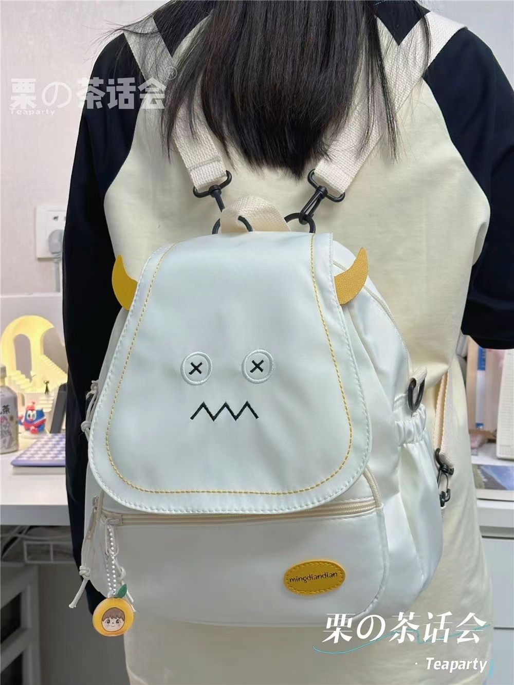 國潮小c&k 2022新款卡通可愛搞怪書包大學生雙肩包斜挎女生小背包