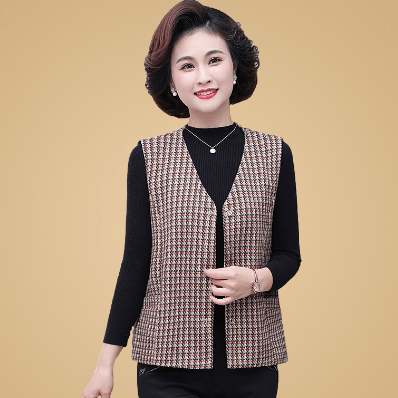 Mother's spring single vest thin coat 50 years old middle-aged and elderly women's spring and autumn cloth vest vest vest shoulder inside and outside wear