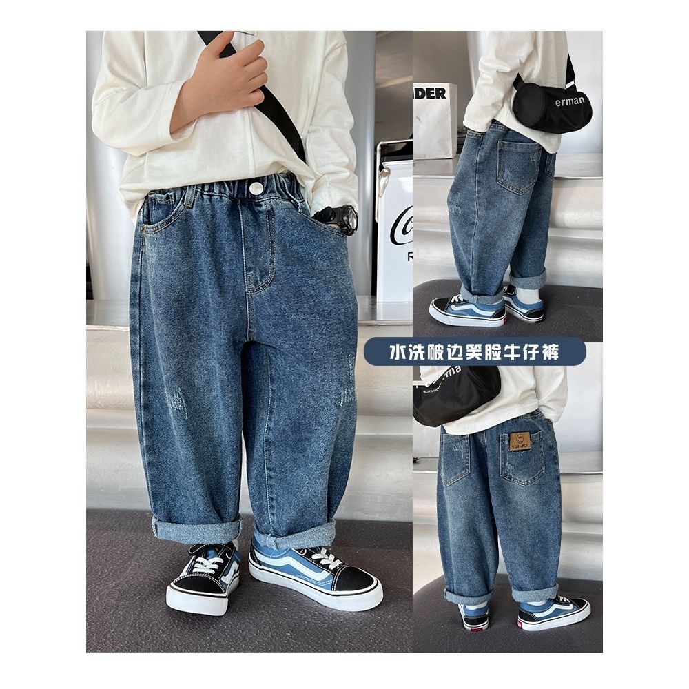 Children's clothing, boys' spring jeans,  new Korean style children's clothing, loose trousers, trendy boys and girls pants