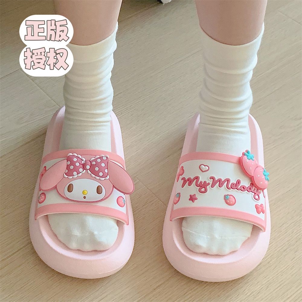 Thin strip Sanrio IP joint girl heart Melody slippers summer home non-slip thick bottom sandals and slippers for women