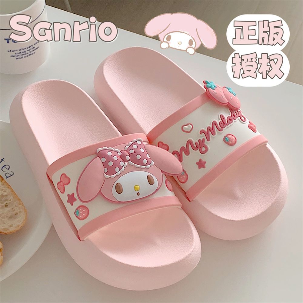 Thin strip Sanrio IP joint girl heart Melody slippers summer home non-slip thick bottom sandals and slippers for women