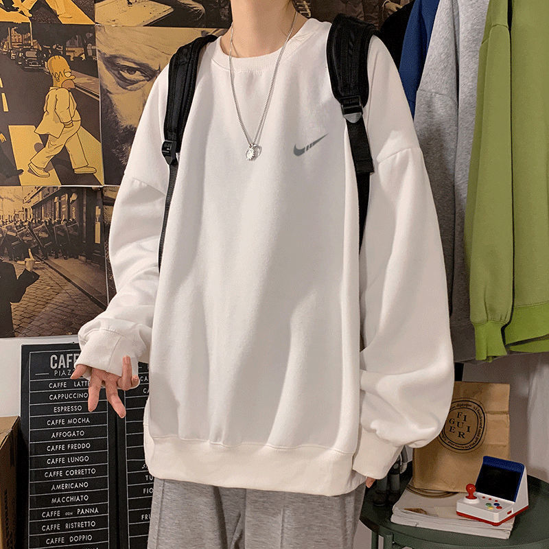 2023年新款韓版春秋加絨加厚衛衣男寬鬆韓版百搭學生港風長袖上衣