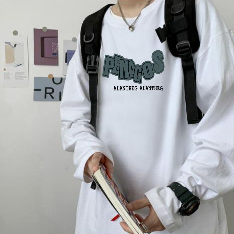 春秋新款長袖t恤男學生寬鬆款港風潮流美式圓領休閒ins打底上衣服