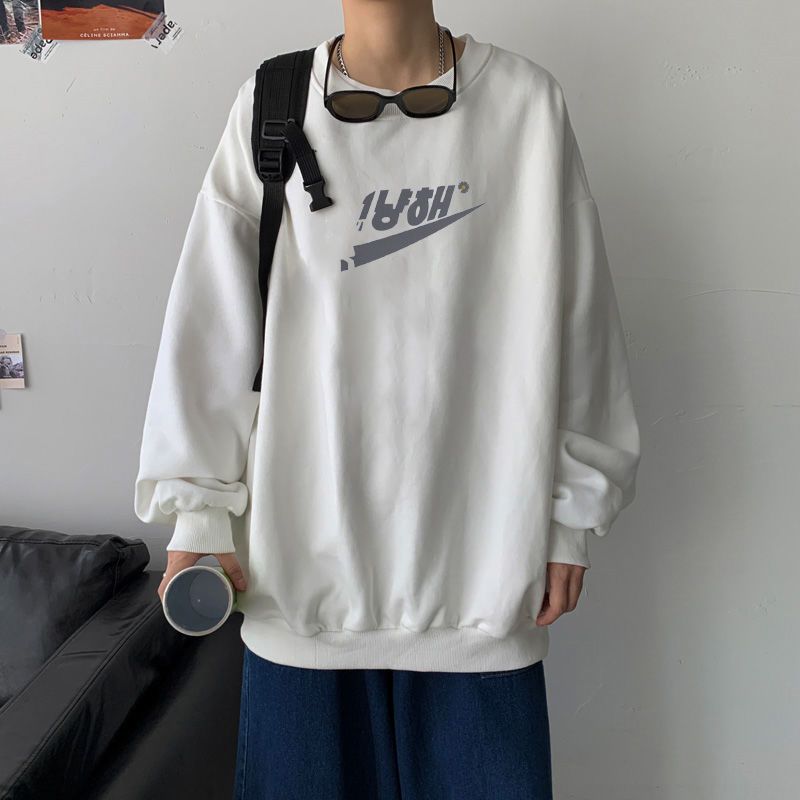衛衣男潮ins秋季潮流帥氣冬季學生加絨加厚白色長袖ins上衣服外套