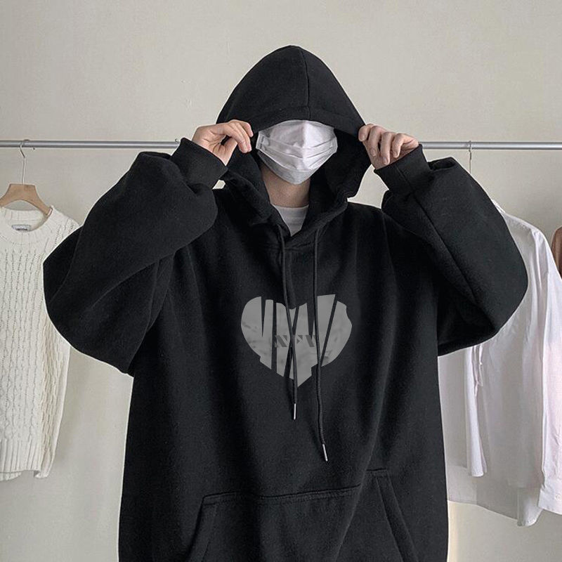 秋冬季新款衛衣男學生寬鬆連帽套頭衣服加絨加厚ins男士潮牌上衣