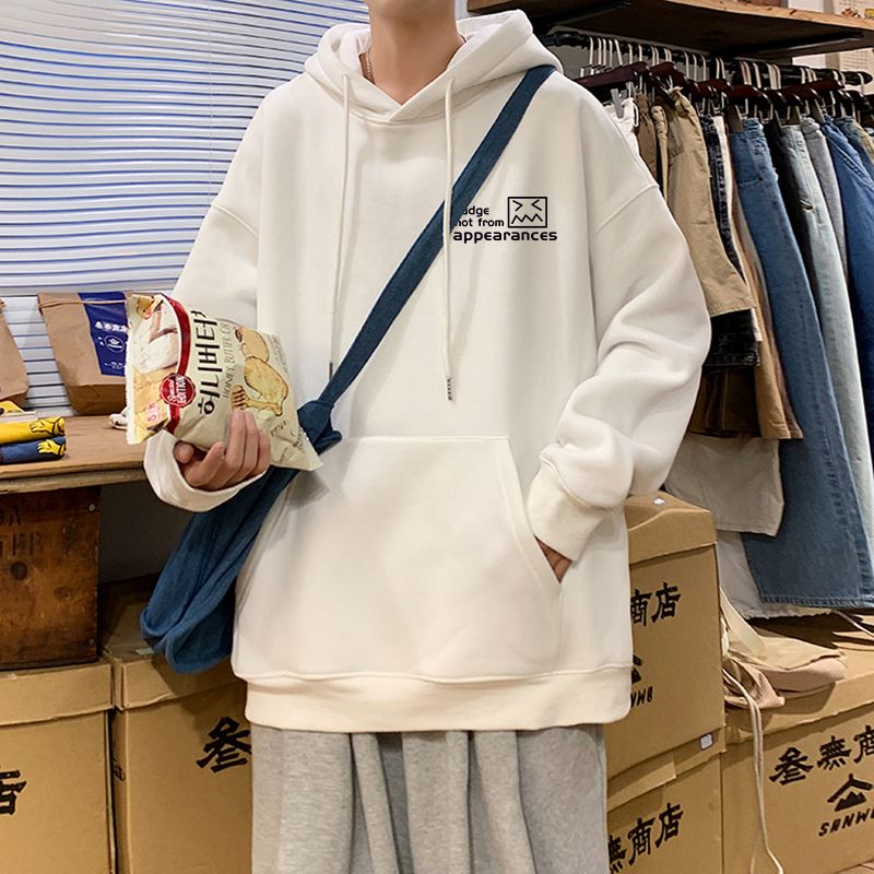 加絨衛衣男秋冬新款復古設計感潮流小眾休閒連帽衛衣銀狐絨上衣服