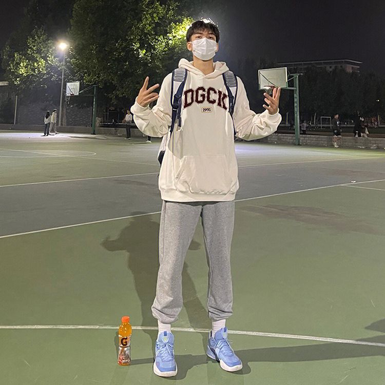 白色連帽衛衣男秋冬季新款加絨美式hiphop潮牌情侶寬鬆長袖上衣服