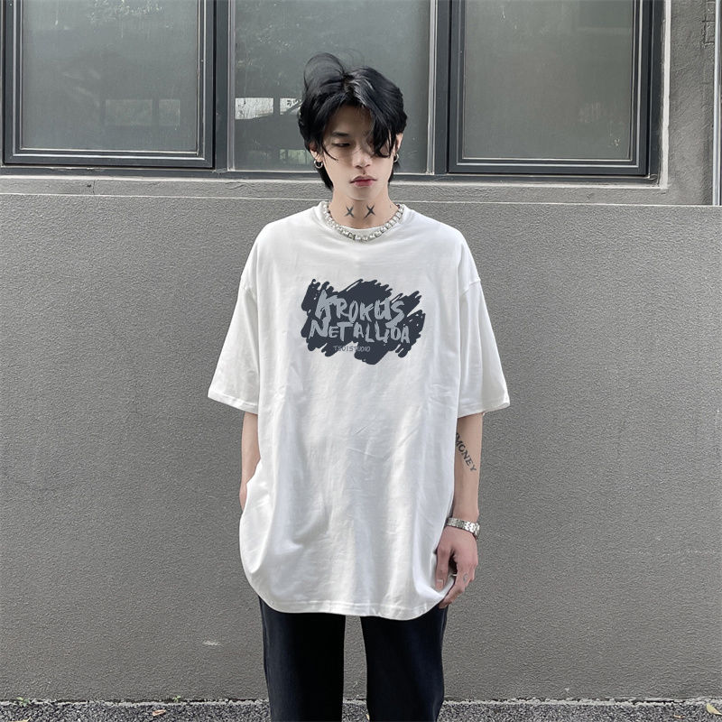 純棉短袖寬鬆2023新款ins潮牌夏季重磅衣服簡約港風氣質百搭男t恤