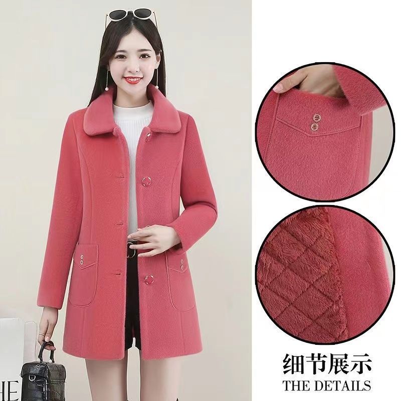 Mink velvet coat plus velvet thickened women's autumn and winter 2023 new high-end temperament fur one-piece woolen coat