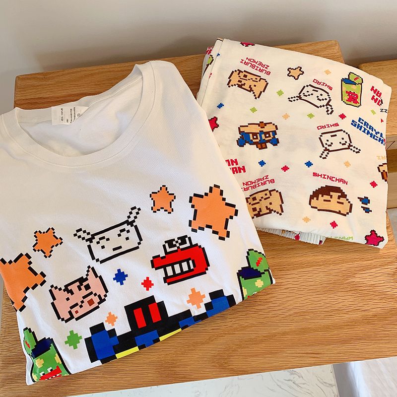 Large size fat mm2-300 catties Crayon Shin-chan pajamas set women can wear casual home clothes two-piece summer suit 240