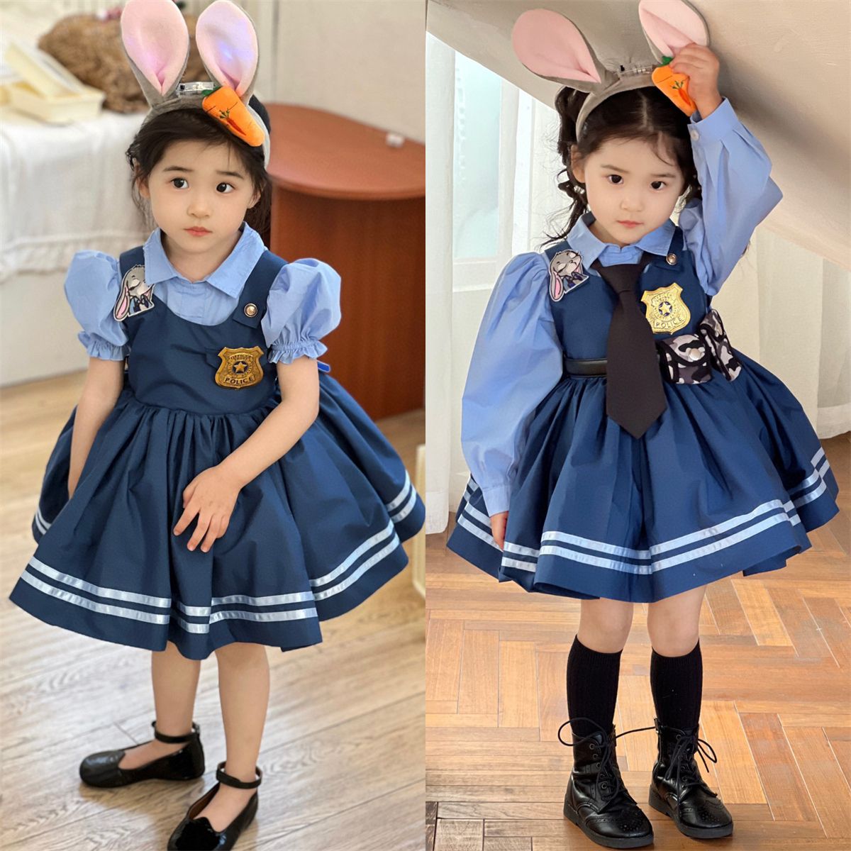 朱迪兔子警官cos服女童連衣裙洛麗塔公主裙春夏寶寶生日禮服蓬裙