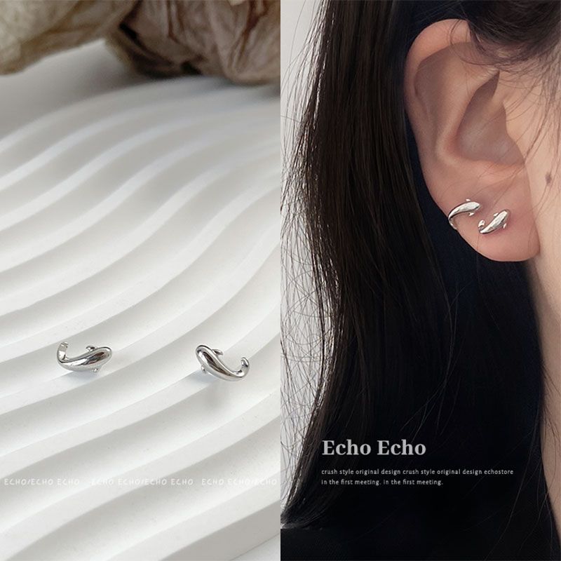 ECHOSTORE好運小魚/小眾設計高級感耳釘養耳洞不對稱日常可愛耳環