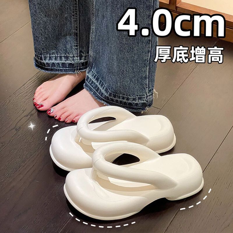 法式厚底人字拖女夏季防滑EVA韓版時尚外穿百搭純色沙灘涼拖鞋ins
