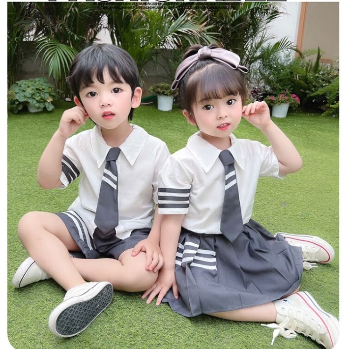 兒童姐弟裝夏裝網紅炸街王心凌同款JK衣服寶寶兄妹套裝龍鳳胎童裝