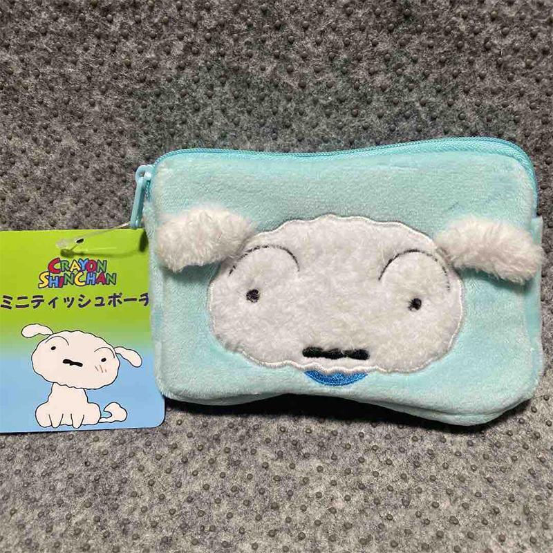 日系卡通可愛刺繡蠟筆小新系列小白零錢雜物毛絨包卡包收納零錢包