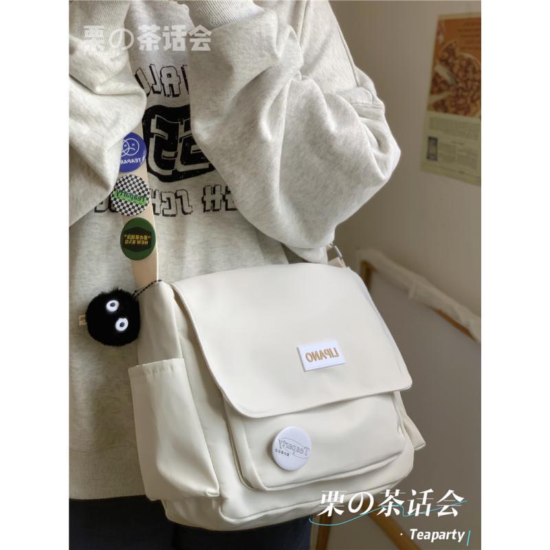 ins大學生斜挎包上課休閒背包單肩包 日系包包女原宿復古郵差包男