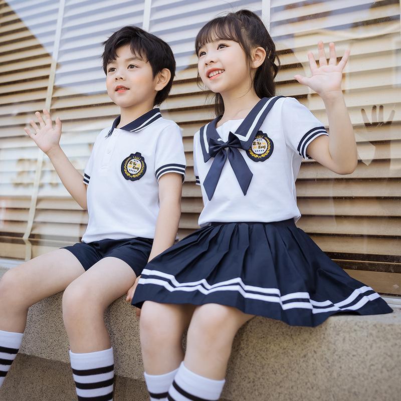 儿童夏装幼儿园园服女童装套装k套装制服夏季小学生学院风套装